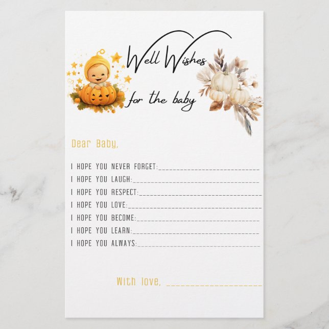 Flyer O Pequeno Pumpkin está no caminho do Chá de fralda (Frente)