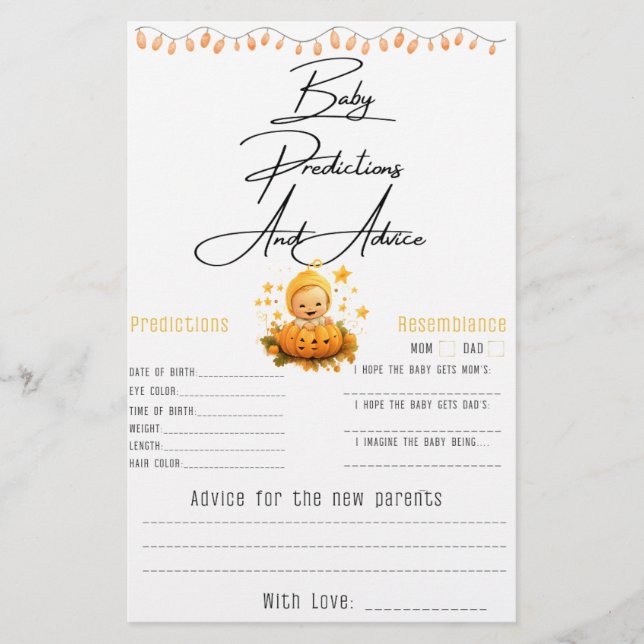 Flyer O Pequeno Pumpkin está no caminho do Chá de fralda (Frente)