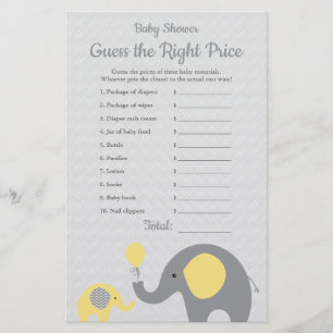 Flyer O preço amarelo do chá de fraldas do elefante é