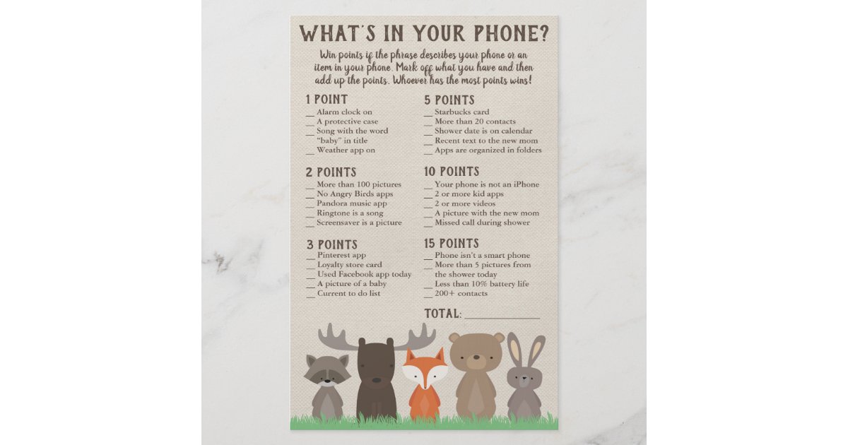 Flyer O Que Esta Em Seu Jogo Do Telefone Para O Cha De Zazzle Com Br