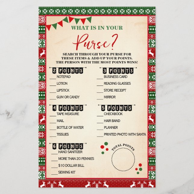 Flyer O que está no seu jogo de carta de suéter feio (Frente)