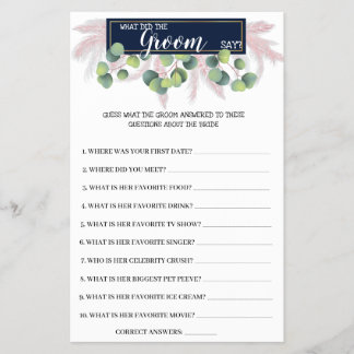 Flyer O que o grupo diz: Pampas Grass BridalShower Game