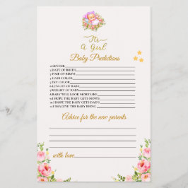 Flyer O tema da Flor rosa e Dourada é um chá de fraldas