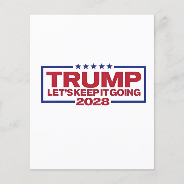 Flyer O Vamos Trump 2028 Continua. (Frente)