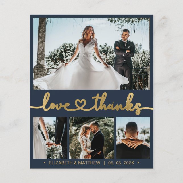 Flyer Obrigados 4 Foto Collage Casamento Obrigado (Frente)