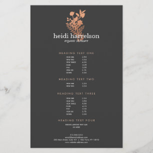Flyer Obscuridade floral Dourado cor-de-rosa do logotipo