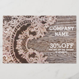 Flyer oeste country chic rústico vintage renda madeira d