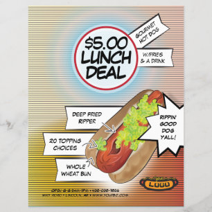 Flyer Oferta de Almoço de Cachorro-Quente