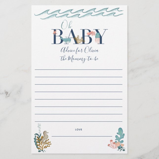 Flyer Oh Bebê sob o mar Chá de fraldas Aconselhamento pa (Frente)