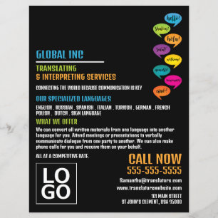 Flyer Olá, Design, Tradutor e Intérprete