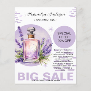 Flyer Óleo Essencial de Lavanda Botânica Promoção Aquare