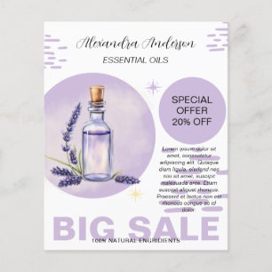 Flyer Óleo Essencial de Lavanda Botânica Promoção Aquare
