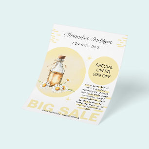 Flyer Óleos Essenciais de Camomila Promoção Floral Aquar