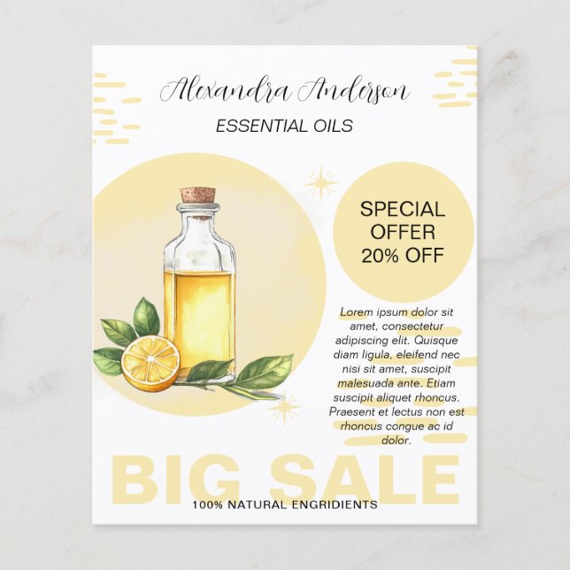 Flyer Óleos Essenciais De Limão Botânico Floral (Frente)