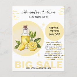 Flyer Óleos Essenciais de Limão com Vegetação Botânica A