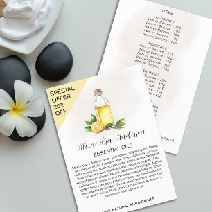 Flyer Óleos Essenciais Naturais de Limão Floral Aquarela