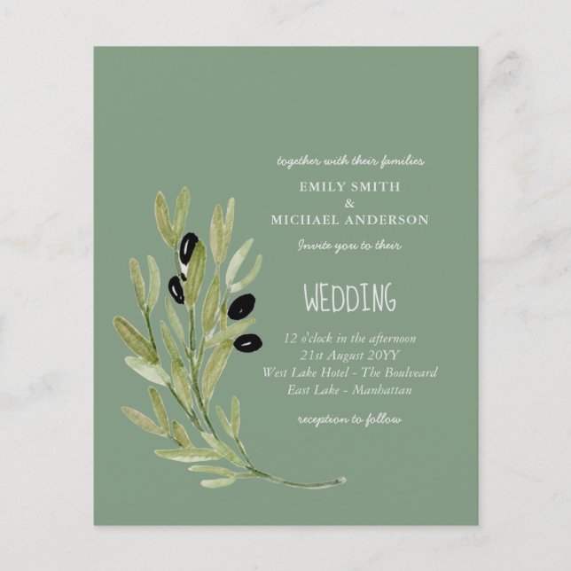 Flyer OLIVE ORÇAMENTAL DEIXA O Casamento Moderno Minimal (Frente)