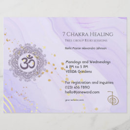Flyer OM Chakra Energy Healer Reiki Purple Horizontal