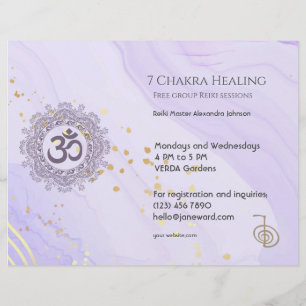Flyer OM Chakra Energy Healer Reiki Purple Horizontal