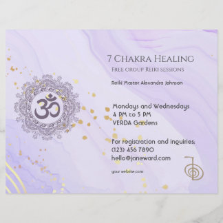 Flyer OM Chakra Energy Healer Reiki Purple Horizontal