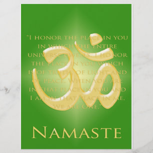 Flyer Om em Verde e Dourado - Namaste
