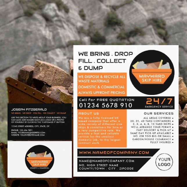 Flyer Orange Rubish Skip, Skip/Dumpster Company (Criador carregado)