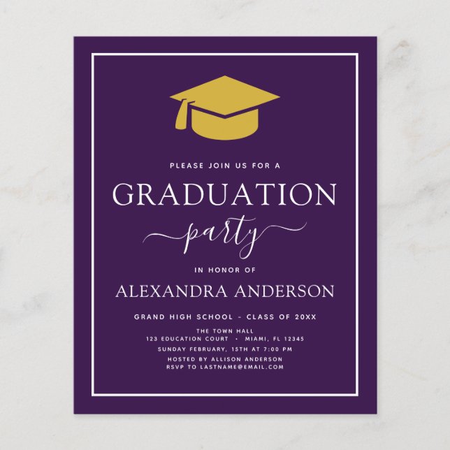 Flyer Orçamento 2022 Festa de formatura Purple Dourado F (Frente)