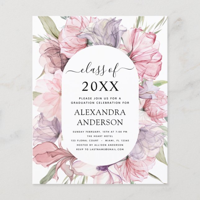 Flyer Orçamento 2022 Graduação Boho Dusty Pink Purple (Frente)