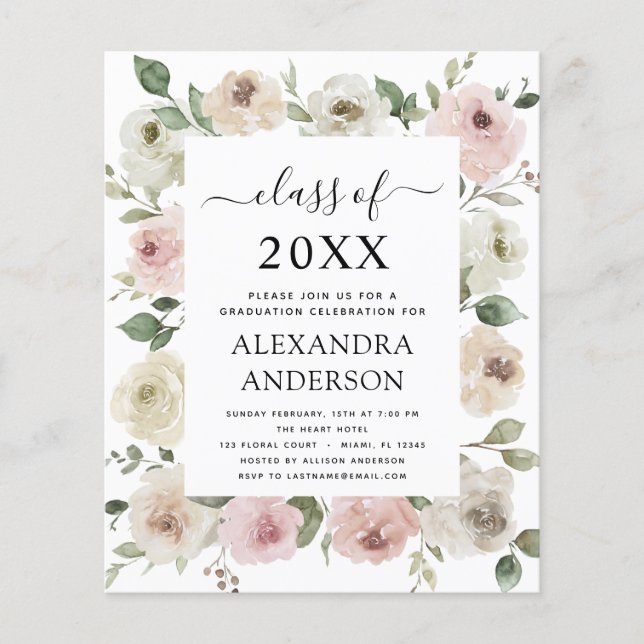 Flyer Orçamento 2023 Formatação Rosa-Rosa Dusty Floral (Frente)