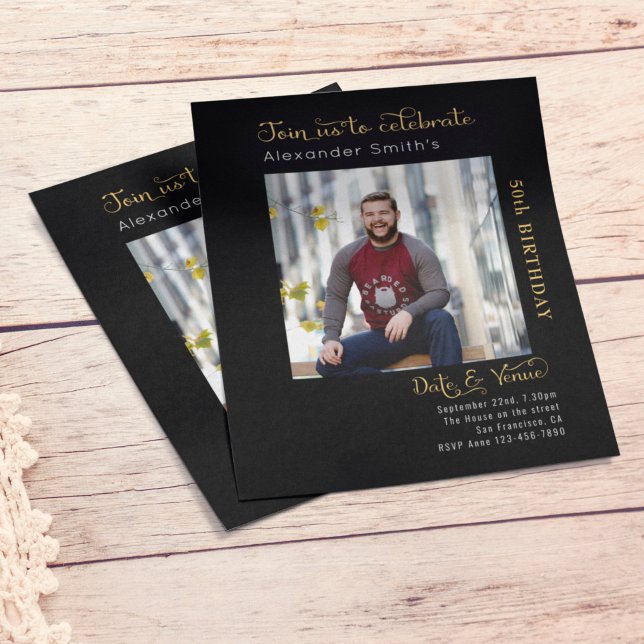 Flyer Orçamento 50º Aniversário Convite Preto (Criador carregado)