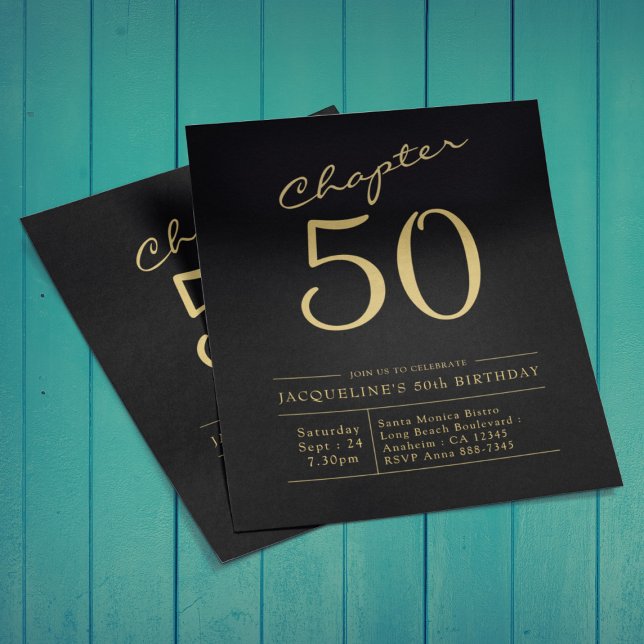 Flyer Orçamento 50º Aniversário Convite Preto Dourado (Criador carregado)