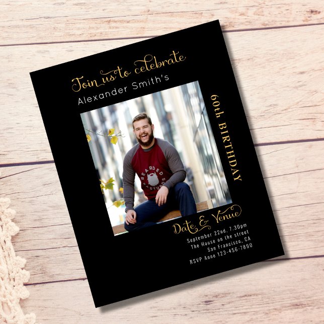 Flyer Orçamento 60º Aniversário Convite Preto (Criador carregado)