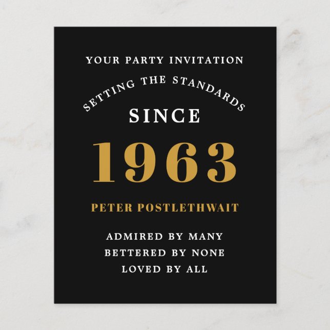 Flyer Orçamento 60º Aniversário Convite Preto Dourado 19 (Frente)