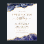 Flyer Orçamento Ágata Sweet 16 Azul Marinho Dourado<br><div class="desc">Convites de Aniversário em Ágata Geode Azul Marinho e Dourado - inclui script moderno,  lindo e elegante para a Celebração de Aniversário Sweet Sixteen (16º) especial.</div>