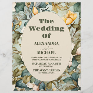 Flyer Orçamento Aquarela Lírio Branco Casamento Art Nouv