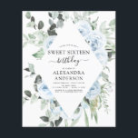 Flyer Orçamento Azul Doce 16 Festas de aniversário<br><div class="desc">Rosas Florais Azuis e Eucalyptus Botanical Greenery Primavera ou Summer Sweet Sesseis Convites de festas de aniversários - inclui uma bela e elegante tipografia escrita com flores botânicas tropicais modernas e verde para a doce celebração 16.</div>