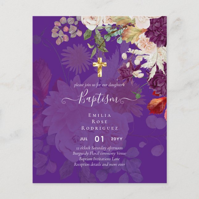 Flyer Orçamento BAPTISM outono Floral Christening Inv. (Frente)