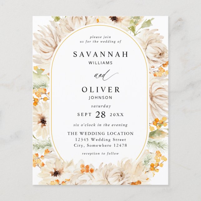 Flyer Orçamento  Bege e Laranja Casamento Floral 2 (Frente)