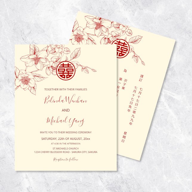 Flyer ORÇAMENTO BILÍNGUO | Casamento Chinês de Magnolia  (Criador carregado)