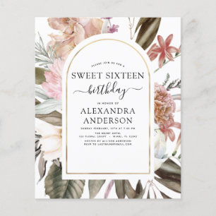Flyer Orçamento Boho Burgundy Sweet 16 Aniversário Con