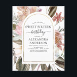 Flyer Orçamento Boho Burgundy Sweet 16 Aniversário Convi<br><div class="desc">Orçamento Boho Dusty Pink e Burgundy Verde Botânico Floral Aquarela e Faux Gold Foil Geométrico Primavera ou Summer Sweet Sesseis Convites à Celebração de Festas de aniversário - inclui uma bela e elegante tipografia de guião com flores botânicas modernas e verde para a Festa de aniversário especial Sweet 16.</div>