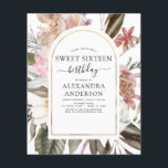 Flyer Orçamento Boho Burgundy Sweet 16 Aniversário Convi<br><div class="desc">Orçamento Boho Dusty Pink e Burgundy Verde Botânico Floral Aquarela e Faux Gold Foil Geométrico Primavera ou Summer Sweet Sesseis Convites à Celebração de Festas de aniversário - inclui uma bela e elegante tipografia de guião com flores botânicas modernas e verde para a Festa de aniversário especial Sweet 16.</div>