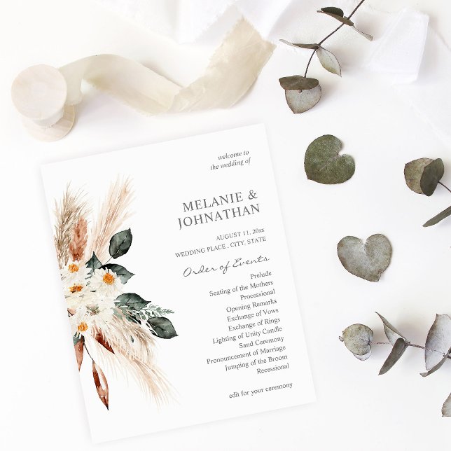 Flyer Orçamento Boho Cobre & Floral Pequena Cerimônia de (Criador carregado)