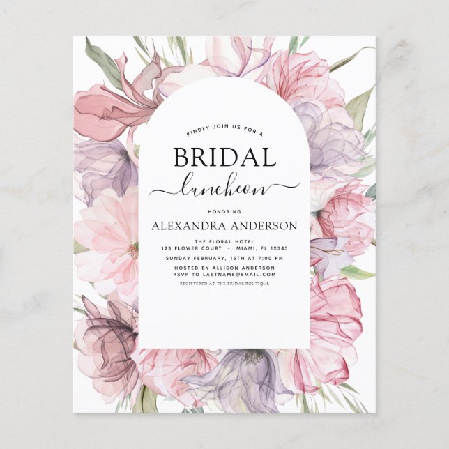 Flyer Orçamento Boho Dusty Chá de panela Roxo (Frente)