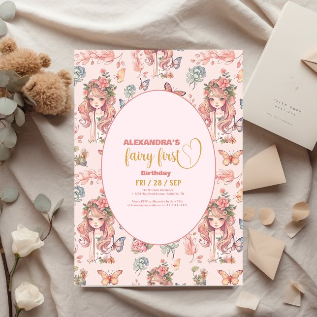 Flyer Orçamento Boho Fairy First Girl primeiro aniversar (Criador carregado)