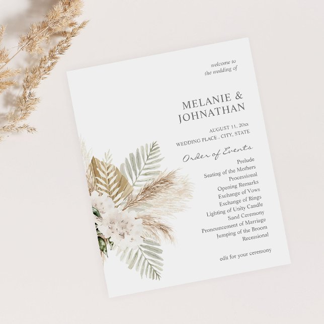Flyer Orçamento Boho Pampas Grass B Cerimônia Floral de  (Criador carregado)