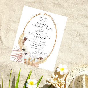 Flyer Orçamento Boho Praia Casamento Floral Branco