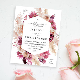 Flyer Orçamento Boho Rosa Capim Pampas Floral Casamento