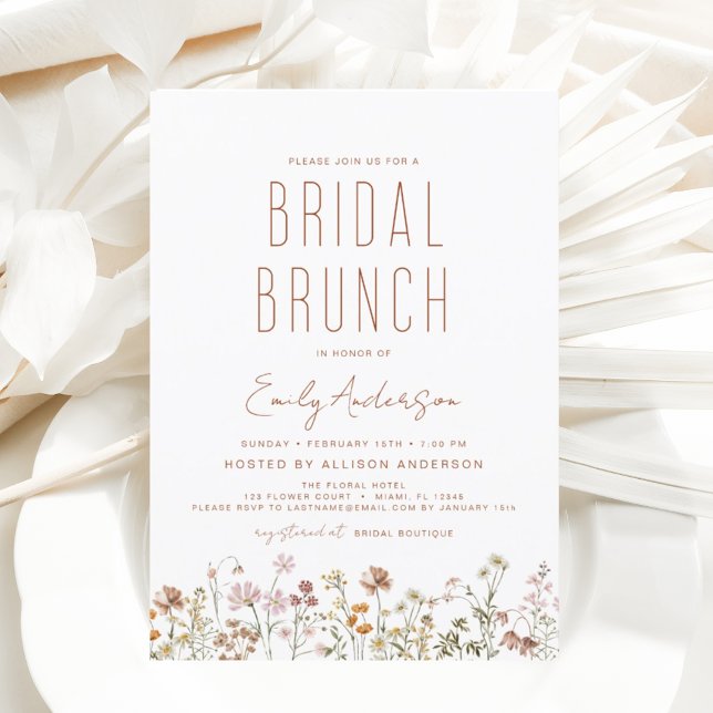 Flyer Orçamento Boho Wildflower Bridal BrunChá de panela (Criador carregado)