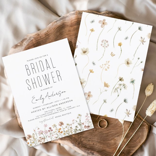 Flyer Orçamento Boho Wildflower Chá de panela Elegante (Criador carregado)
